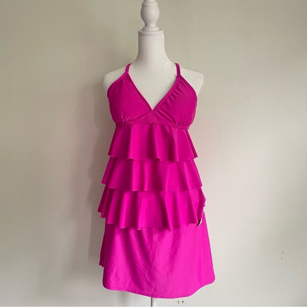 Catalina NWT Hot Pink Two Piece Tiered Swimsuit Women’s Size L (12-14)